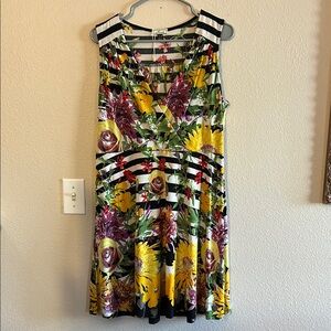 Floral Striped Sleeveless Dress